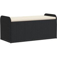 Storage Bench with Cushion Black 115x51x52 cm Poly Rattan vidaXL