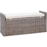 Storage Bench with Cushion Grey 110 x 40 x 50 cm Rattan vidaXL