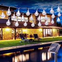 String Lights, 6.5M 30 led Solar String Lights Outdoor Ball Solar Lights 8 Modes Waterproof Outdoor Decoration - Cool White