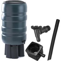 Strong 150L Slimline Medium Garden Water Butt Set Including Lid Tap with Stand and Filler Kit