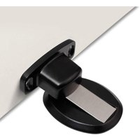 Strong magnetic metal doorstop, robust doorstop with self-adhesive 3M screws, floor mounting, concealed/black