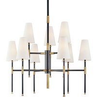 Bowery 9 Light Chandelier Aged Brass, Linen