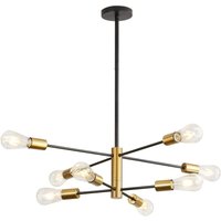 Comely - Pendant Light Fixture Modern Living Room Chandelier Black-Gold 8 Lights E27 Base 360° Rotation Adjustment Industrial Metal Chandelier for
