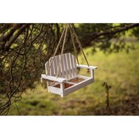 Swing Seat Bird Feeder Hanging White Wooden Garden Bench Bird Feeder For Seeds Garden Ornament Swing Seat Bird Feeder Hanging White Wooden Garden Bench Bird Feeder For Seeds Garden Ornament
