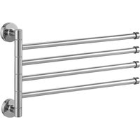 Swivel Towel Rail 4-arm Silver Stainless Steel Bath Rack Wall Mounted Towel Rack Holder for Bathrooms, Bedrooms, Living Rooms, Balconies Space Saver