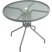 Metal Garden Patio Round Table with Glass Top