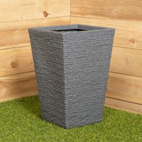 Samuel Alexander - 45cm Tall Plastic Ash Grey Slate Effect Garden Patio Trough