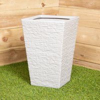 Samuel Alexander - 45cm Tall Plastic Slate Effect Garden Patio Planter in Stone