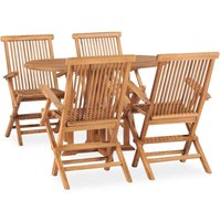 5 Piece Folding Outdoor Dining Set Solid Teak Wood vidaXL