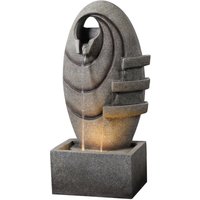 Garden Outdoor Water Feature Modern Oval Water Fountain With Warm led Lights Grey - Teamson Home