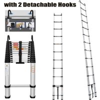 Telescopic Ladder 5M with Safety Hook Aluminum Loft Ladder 13 Step Multi Purpose EN131