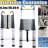 Telescoping Ladder 20ft 6.2M Aluminum Folding Loft Ladder with 2 Detachable Hook