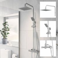Architeckt - Bathroom Thermostatic Mixer Shower Set Square Chrome Twin Head Exposed Valve