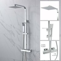 Sky Bathroom - Thermostatic Mixer Shower Set Square Chrome Twin Head Exposed Valve