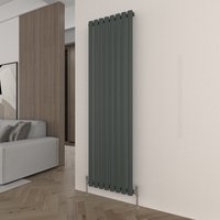 TandK Vertical Anthracite Single Radiator Oval Column Designer 1600x472mm Modern Central Heating Rads
