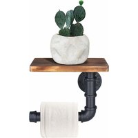 Toilet paper holder, decorative wandregal im industriestil, Stahlrohr mit Holzablage zur Badezimmerdecoration