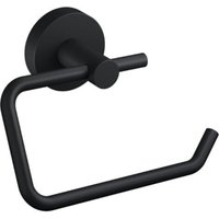 Toilet Paper Roll Holder, Matte Black - Lidless Dispenser for Modern and Industrial Style Bathrooms - No Drilling Required - 99 mm x 140 mm x 53 mm