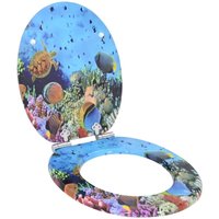 Soft-Close Toilet Seat Deep Sea Blue 44 x 38 cm MDF board vidaXL