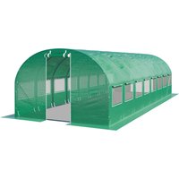TOOLPORT Polytunnel Greenhouse Grow Tunnel 3x8m resistant with windows - PE Cover 180g/m² green transparent