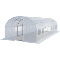 TOOLPORT Polytunnel Greenhouse Grow Tunnel 3x8m resistant with windows - PE Cover 180g/m² white transparent