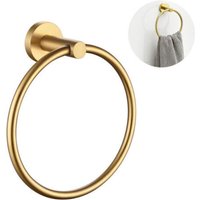 Towel Ring Towel Holder Polished Stainless Steel Finish (Gold, Round Base)--TRIMEC