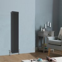 NRG - Traditional Cast Iron Style Radiator Vertical Triple Column Rads Anthracite 1500 x 290mm