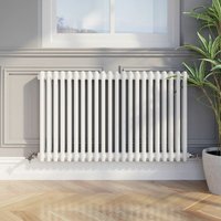 Galiflo - 600 x 1010mm Double Bar Horizontal Traditional Colosseum White Column Radiator
