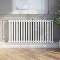 600 x 1190mm Double Bar Horizontal Traditional Colosseum White Column Radiator