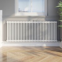 Galiflo - 600 x 14600mm Double Bar Horizontal Traditional Colosseum White Column Radiator