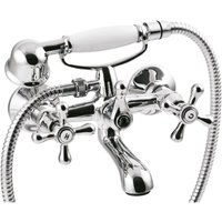 Invena - Cross Head Wall Mounted Bath Tap Filler Mixer Shower Chrome