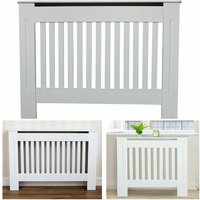 Dayplus - Traditional mdf Wood Radiator Cover Slatted Shelf Cabinet Home Office Heater Cover Vent Flat Packed Easy Assembly Medium: h 82 x w 112x d