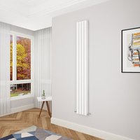Acezanble White Oval Column Radiator 1800 x 236mm Double Panel