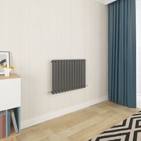 Aica Sanitaire - Acezanble Anthracite Oval Column Radiator 600 x 767mm Single Panel