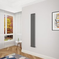 Acezanble Anthracite Oval Column Radiator 1600 x 236mm Single Panel