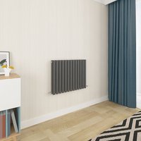 Aica Sanitaire - Acezanble Anthracite Oval Column Radiator 600 x 767mm Double Panel