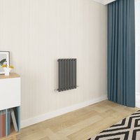 Aica Sanitaire - Acezanble Anthracite Oval Column Radiator 600 x 413mm Single Panel