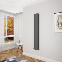 Aica Sanitaire - Acezanble Anthracite Oval Column Radiator 1600 x 236mm Double Panel