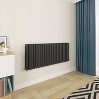 Aica Sanitaire - Acezanble Black Oval Column Radiator 600 x 1416mm Double Panel
