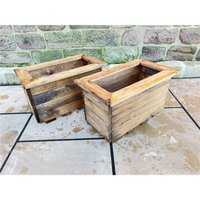 Traditional Regular Wooden Trough Planter x 2