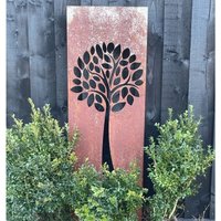 Tree Garden Screen Large Bare Metal/Ready to Rust - Steel - L152 x W45.7 x H147.3 cm