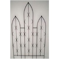 Triple Centre Point Gothic Screen - Decorative Garden Screen, Plant Support - Solid Steel - W91.4 x H180 cm - Black