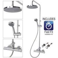Triton - Dene Diverter Thermostatic Bar Mixer Shower Chrome Overhead Drencher