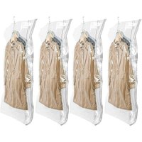 Vacuum storage bags for hanging clothes, 4 packs (105 × 70 cm), vacuum bags for suits, coats, jackets, save 80% space, closet organizer