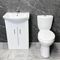 Vanity Bathroom Suite Gigi Comfort Height Toilet with 550mm or 650mm Basin Unit, 550mm-With Tap