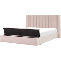 Velvet eu King Size Bed Frame Tufted 5ft3 Storage Bench Pastel Pink Noyers
