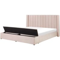 Bed with Storage Bench Velvet NOYERS 180 x 200 cm (EU Super King) Pastel Pink