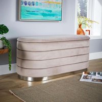 Home Source - Velvet Grey Storage Ottoman Storage Solution Bench Footstool Home Furniture Seat