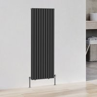 NRG - Vertical Tall Upright Oval Column Designer Radiator Central Heating Rads Double 1800x590mm Black