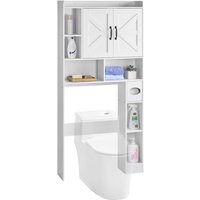 VEVOR Over The Toilet Storage Cabinet, 66.14 in Height Bathroom Storage Organizer with Double Door and Adjustable Shelf, Bathroom Space Saver