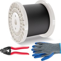 VEVOR Wire Rope Kit, 1/8" 500 ft 316 Stainless Steel Cable with Cutter and Gloves, 1600 lbs Breaking Strength, 7x7 Strands Core Marine Aircraft Grade